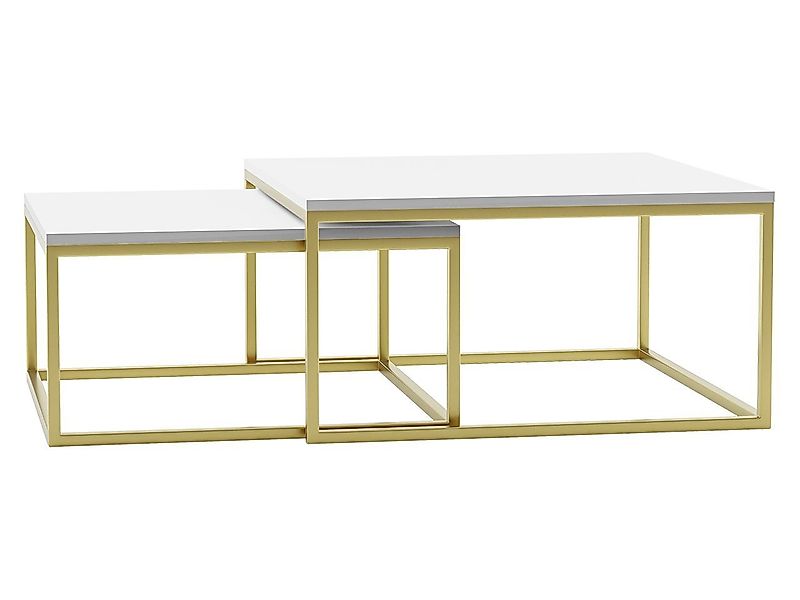 MIRJAN24 Couchtisch Dual Gold (2er-Set), Vierkantrohrrahmen aus Stahl, gold günstig online kaufen