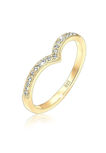 Elli Fingerring V-Form Glas Kristalle Weiß günstig online kaufen
