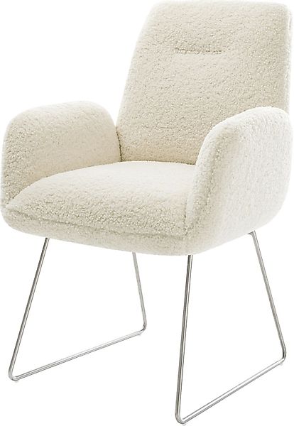DELIFE Polsterstuhl Zoa-Flex, Kufengestell Edelstahl Teddystoff günstig online kaufen