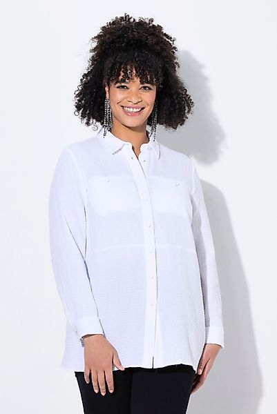 MIAMODA Longbluse Bluse A-Linie Musselin Ziernähte günstig online kaufen