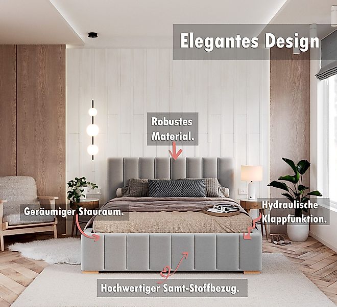 thematys Polsterbett FDM Stauraumbett Velours 90x200, günstig online kaufen