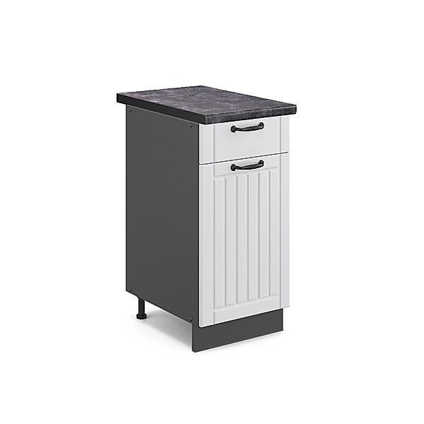 Vicco Küchenunterschrank Fame-Line Weiß Landhaus/Anthrazit 40 cm AP Eiche günstig online kaufen