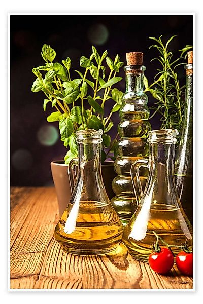 Posterlounge Poster Editors Choice, Olivenöl in Flaschen, Küche Fotografie günstig online kaufen