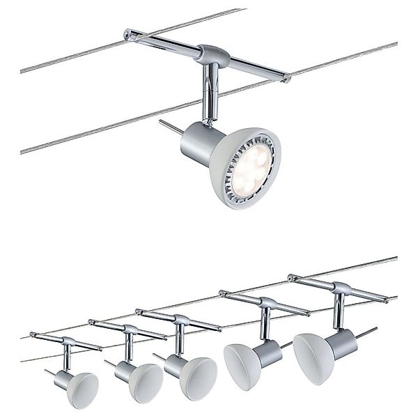 Seilsystem Sheela in chrom-matt GU5,3 5-flammig Komplettset günstig online kaufen