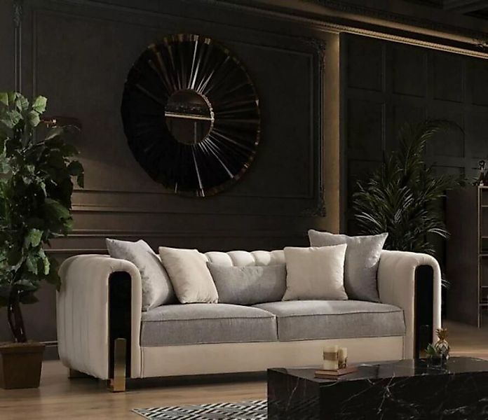 JVmoebel 3-Sitzer Weißer Dreisitzer Couch Modernes Edelstahl Design Wohnzim günstig online kaufen