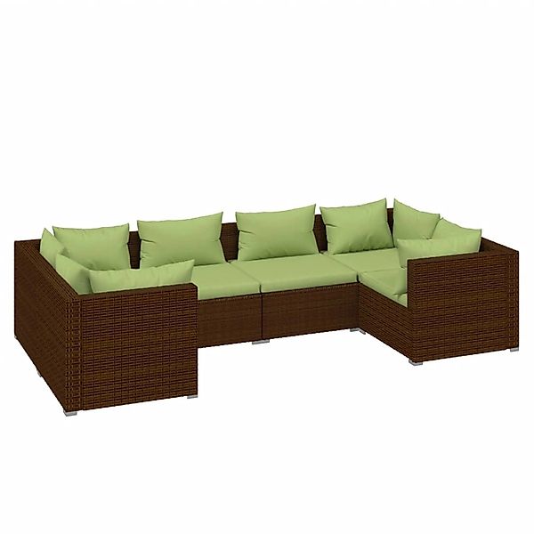 vidaXL 6-Tlg Garten-Lounge-Set mit Auflagen Poly Rattan Braun 3101940 günstig online kaufen