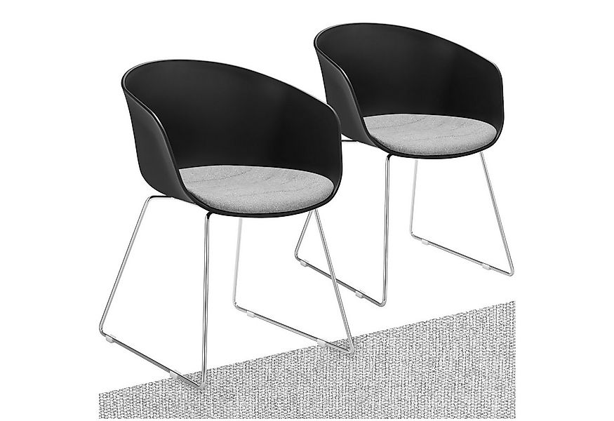 tectake Esszimmerstuhl Kunststoff-Armlehnstuhl (Set, 2 St), Weich gepolster günstig online kaufen