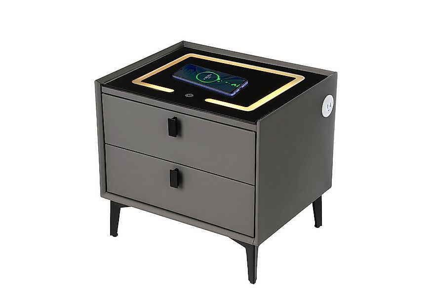oyajia Nachttisch Nachttisch mit LED-Beleuchtung, mit 15W Kabelloses Laden, günstig online kaufen