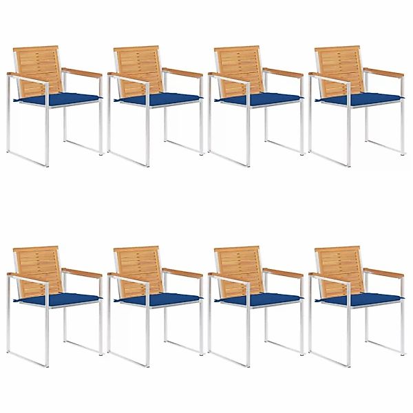 Gartenstühle 8 Stk. Mit Kissen Massivholz Teak günstig online kaufen