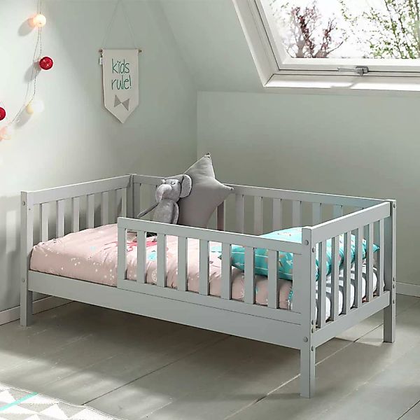 Gitterbett in Grau lackiert 70x140 cm Liegefläche günstig online kaufen