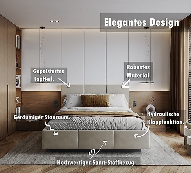 thematys Polsterbett Stauraumbett mit Bettkasten 90x200, 120x200, 140x200, günstig online kaufen