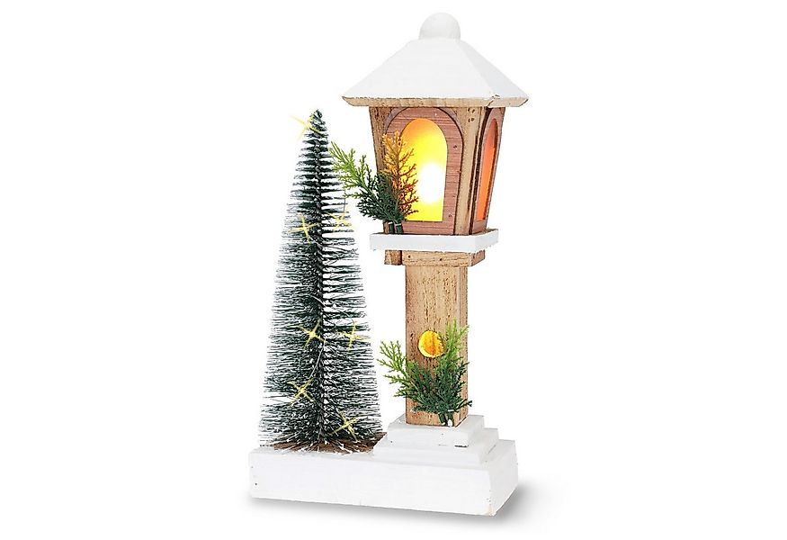 Spetebo LED Laterne aus Holz warm weiß mit Tannenbaum - 37 cm, Timer, LED f günstig online kaufen