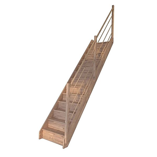 StarWood Treppe Rhodos Eiche Gerade Setzstufen Holz-Design-Geländer Rechts günstig online kaufen