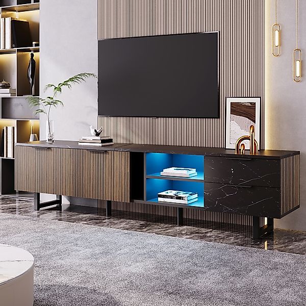 autolock Lowboard TV-Schrank 200 cm in schwarzer günstig online kaufen