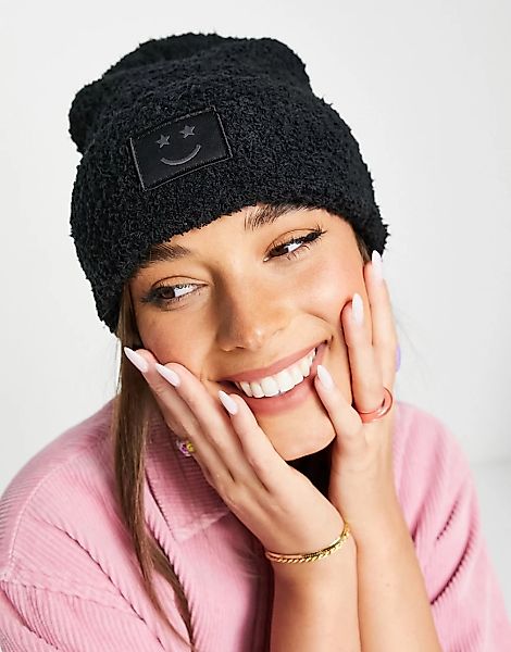 Skinnydip – Roody – Mütze aus Teddyfell in Schwarz günstig online kaufen