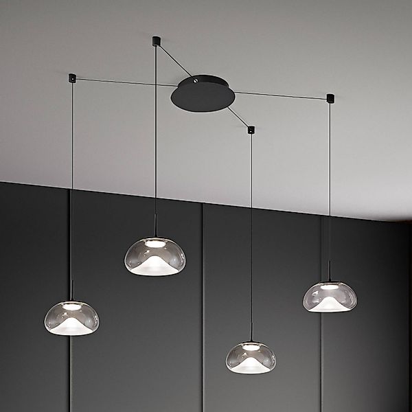 LED-Hängeleuchte Brena, 4-flg., klar, Glas, CCT, dimmbar günstig online kaufen