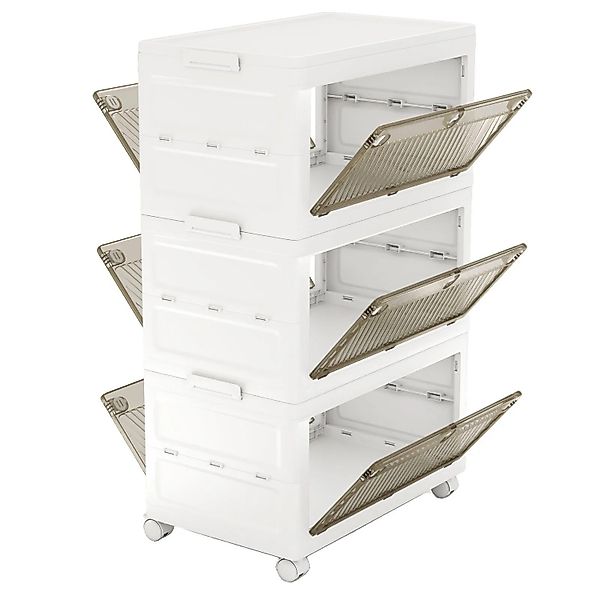 Costway Aufbewahrungsbox 126 L Weiß 3er Set Faltbar Rollen günstig online kaufen