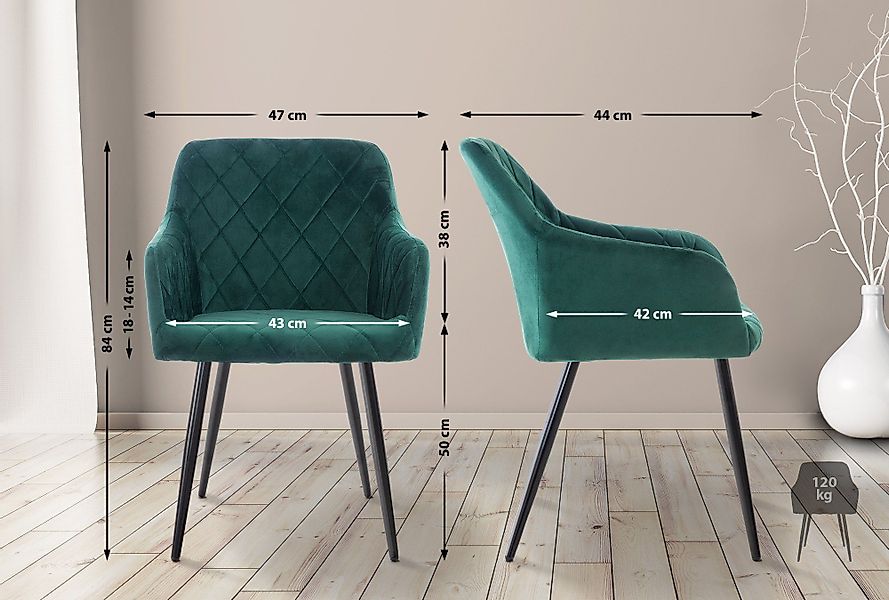 CLP Esszimmerstuhl Shila (2er Set), Samt günstig online kaufen