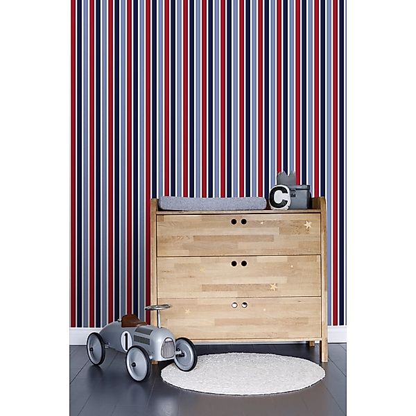 ESTAhome Tapete Streifen Marineblau und Rot 53 cm x 10,05 m 115816 günstig online kaufen