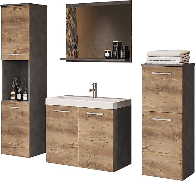 welltime Badmöbel-Set PARLA, (Komplett-Set, 5-St), Waschtisch inkl. Waschbe günstig online kaufen