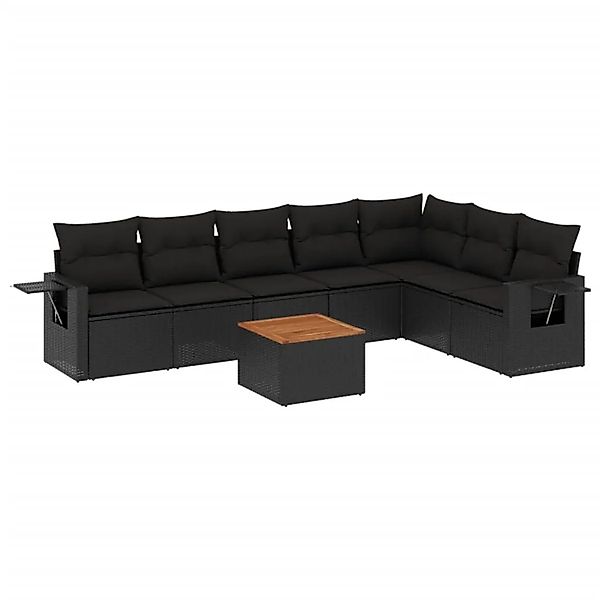 vidaXL 8-Tlg Garten-Sofagarnitur mit Kissen Schwarz Poly Rattan 3256923 günstig online kaufen