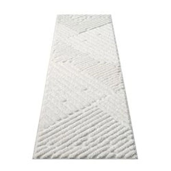 payé Teppich Nara-749 Hochflor 80x300 cm Pastell-Creme Rautenmuster günstig online kaufen