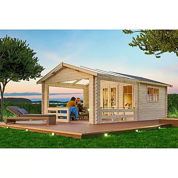 Skan Holz Holz-Gartenhaus Holmestrand Natur 380 cm x 300 cm günstig online kaufen