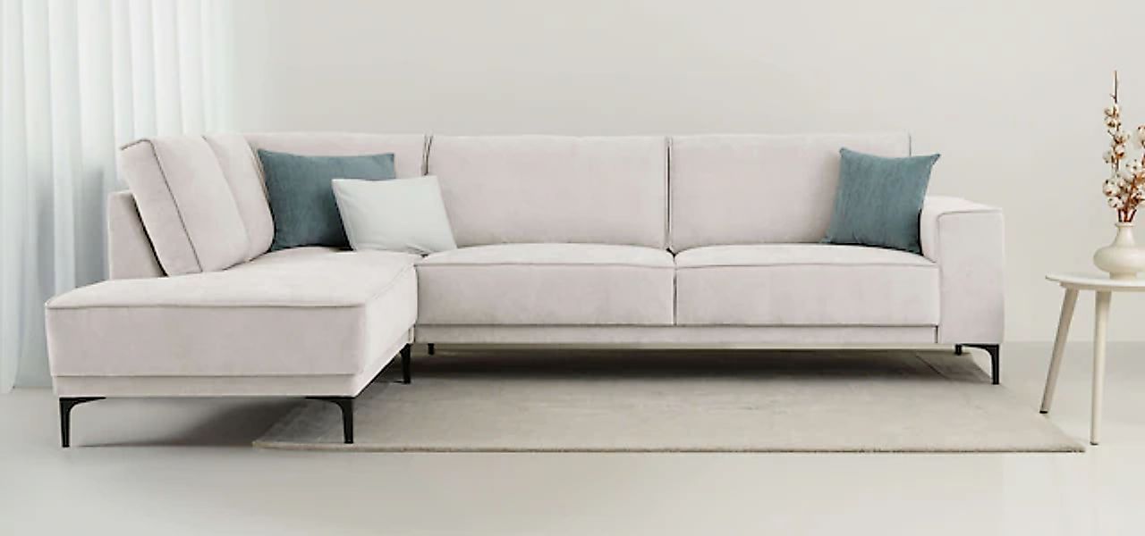 Places of Style Ecksofa »Polsterecke Oland, Struktur, Flachgewebe, Luxus-Mi günstig online kaufen