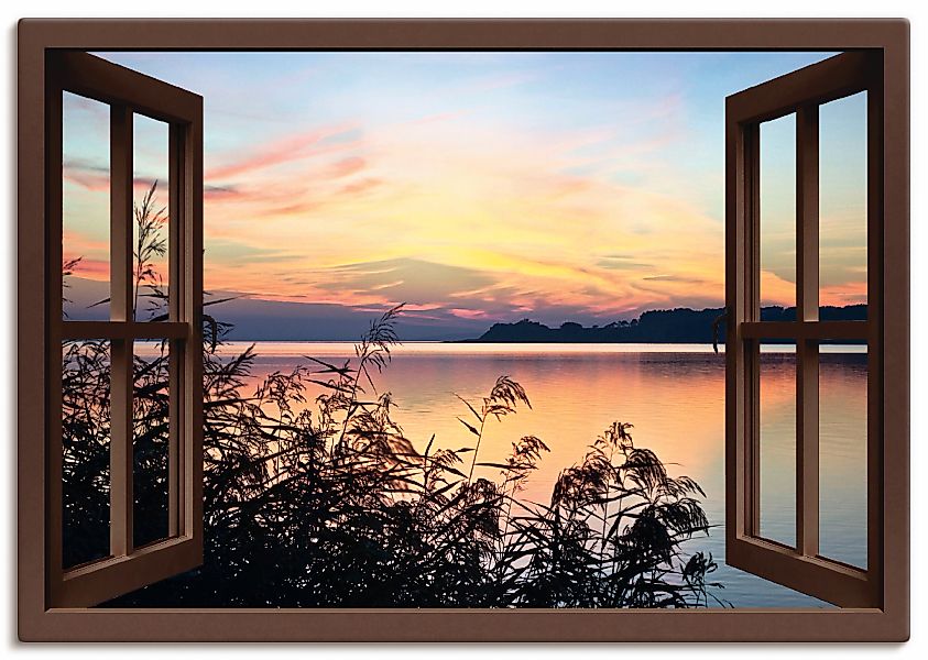 Artland Wandbild "Fensterblick - Abendrot im Schilf", Fensterblick, (1 St.) günstig online kaufen