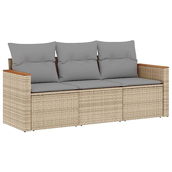 vidaXL 3-Tlg Garten-Sofagarnitur mit Kissen Beigemischung Poly Rattan 32257 günstig online kaufen