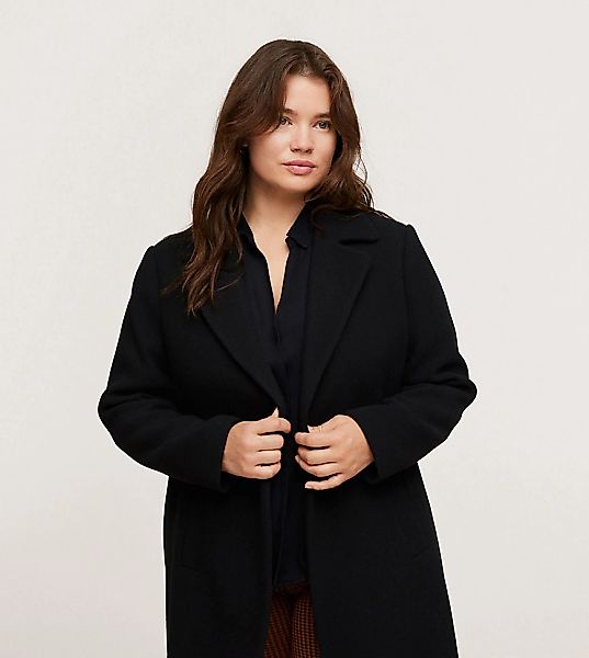 Mango Curve – Langer, eleganter Mantel in Schwarz günstig online kaufen