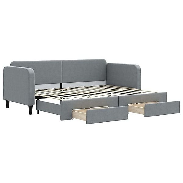 furnicato Bett Tagesbett Ausziehbar mit Schubladen Hellgrau 80x200 cm Stoff günstig online kaufen