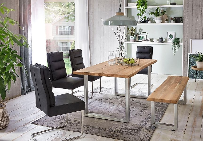 Home affaire Esstisch »Tristan«, Eiche massiv mit Baumkante günstig online kaufen