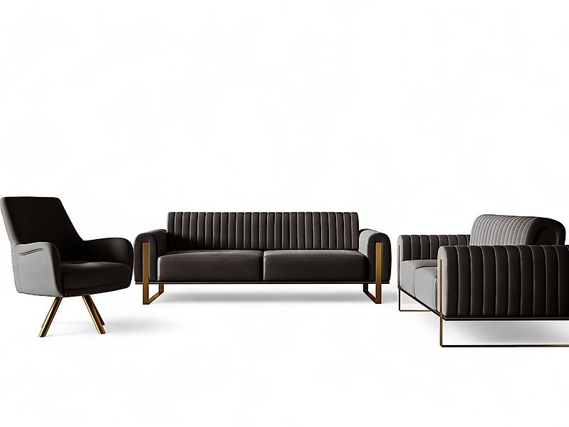 Fun Möbel Polstergarnitur Sofaset Designersofas VALERIE 3-2-1 in Stoff Elis günstig online kaufen