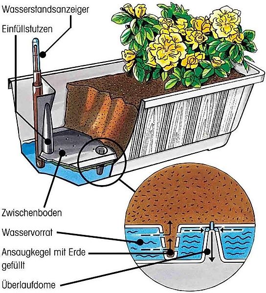 Geli Blumenkasten Bewässerungskasten Aqua 80 cm, günstig online kaufen