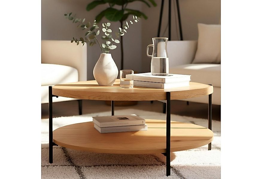 CLP Couchtisch Edduma, Holztisch, pulverbeschichtetes Metall günstig online kaufen