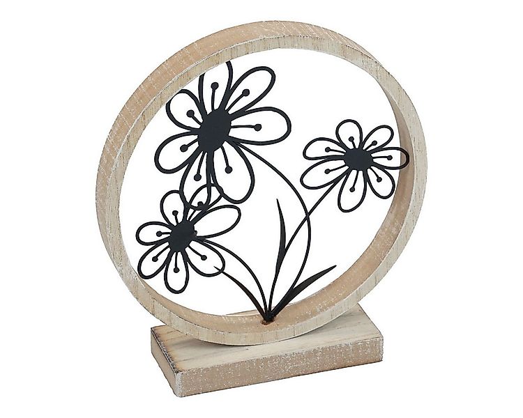 Viana Osterfigur Metallblumen Tischdeko Holzring Frühlingsdeko Naturoptik H günstig online kaufen