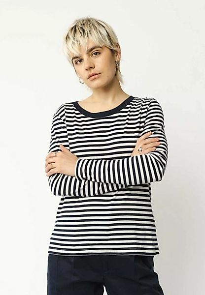 MELA Langarmshirt Basic Langarmshirt REENA Stripes Fein gerippter Kragen günstig online kaufen