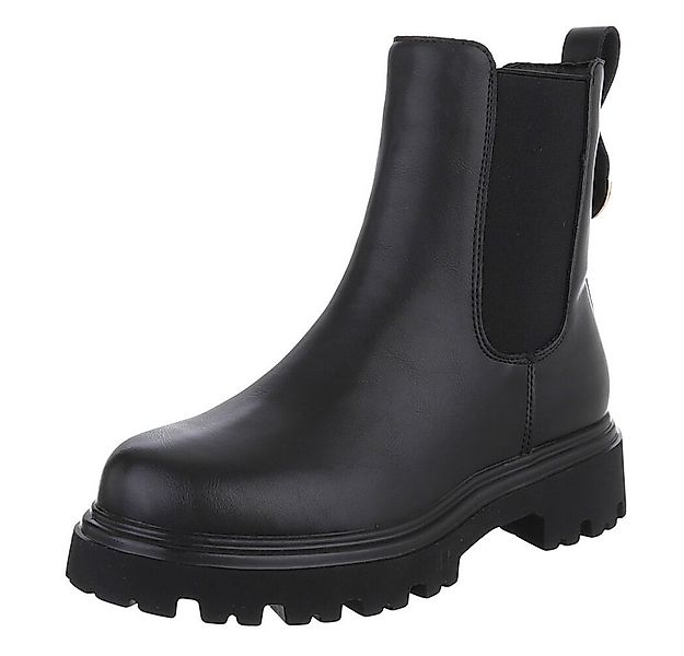 Ital-Design Echte Leder Chelsea-Boots mit Profilsohle für Damen Plateaustie günstig online kaufen