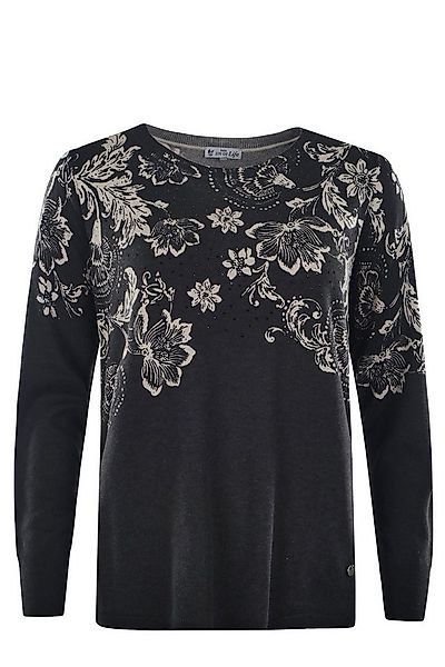 Hajo Rundhalspullover Damen Pullover mit 2-farbigem Print günstig online kaufen