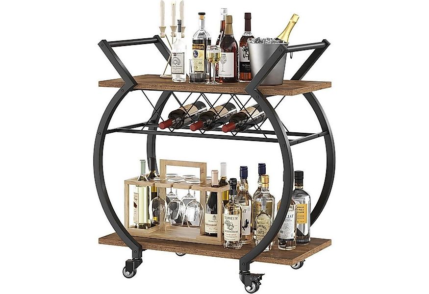 LuxusKollektion Bartisch Servierwagen mit Rollen Holz Barwagen 2 Ebenen Wei günstig online kaufen