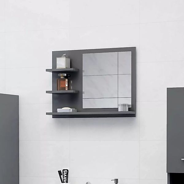 Badspiegel Hochglanz-grau 60x10,5x45 Cm Spanplatte günstig online kaufen