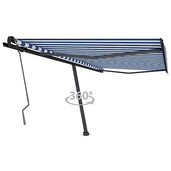 furnicato Standmarkise Manuell Einziehbar 400x350 cm Blau/Weiß günstig online kaufen