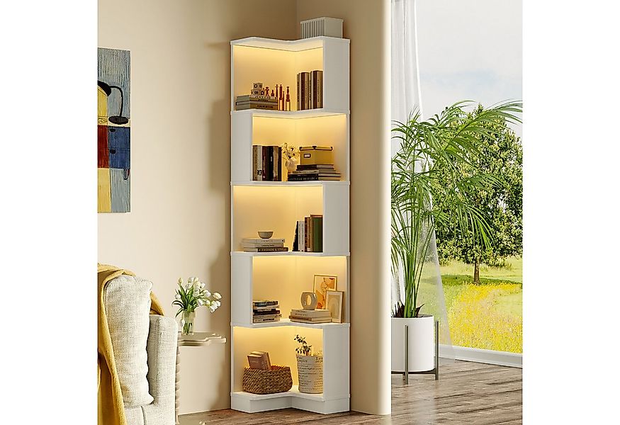 Flieks Bücherregal Standregal mit LED-Beleuchtung und 6 Ebenen, B63,5/T45/H günstig online kaufen