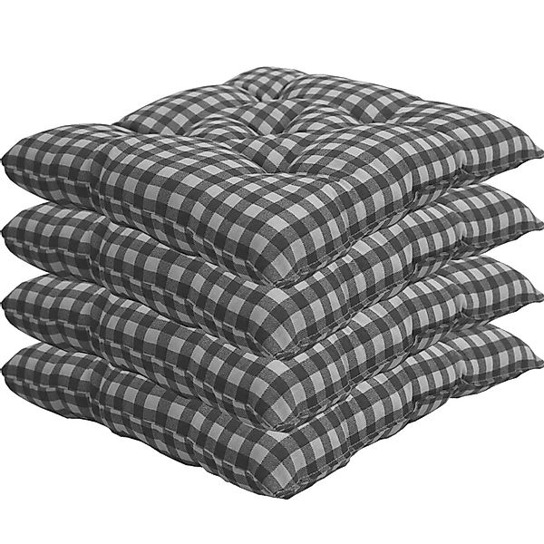 NYVI Stuhlkissen für Gartenstühle 38x38 cm 4er Set Grau Kariert günstig online kaufen