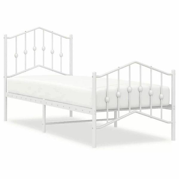 vidaXL Bettgestell mit Kopf- und Fußteil Metall Weiß 75x190 cm Modell 41926 günstig online kaufen