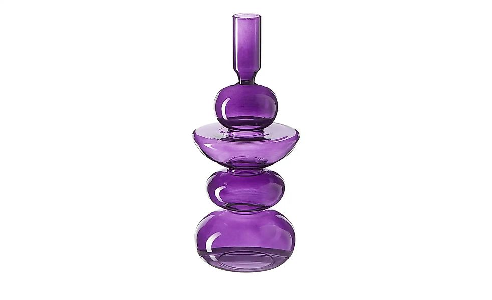 HOME STORY Kerzenständer   ¦ lila/violett ¦ Glas ¦ Maße (cm): H: 21,5  Ø: 9 günstig online kaufen