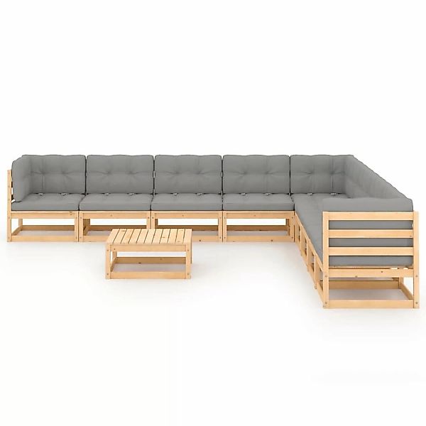 10-tlg. Garten-lounge-set Mit Kissen Massivholz Kiefer günstig online kaufen