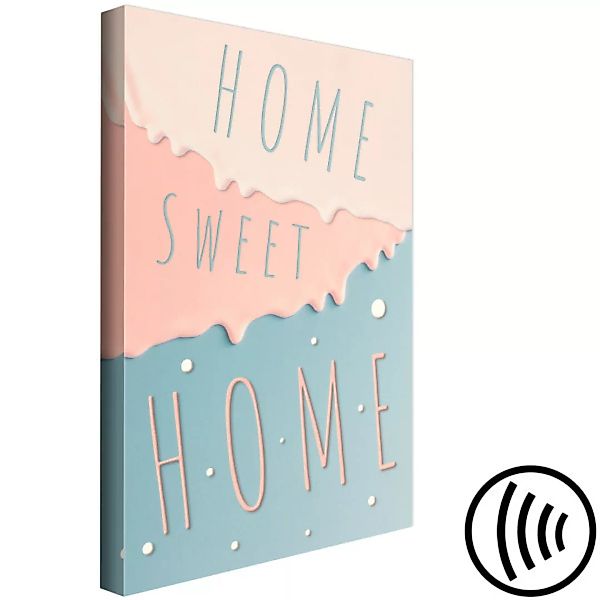 Leinwandbild Blau-Rosa Schriftzug auf englisch, Home Sweet Home - Abstrakti günstig online kaufen