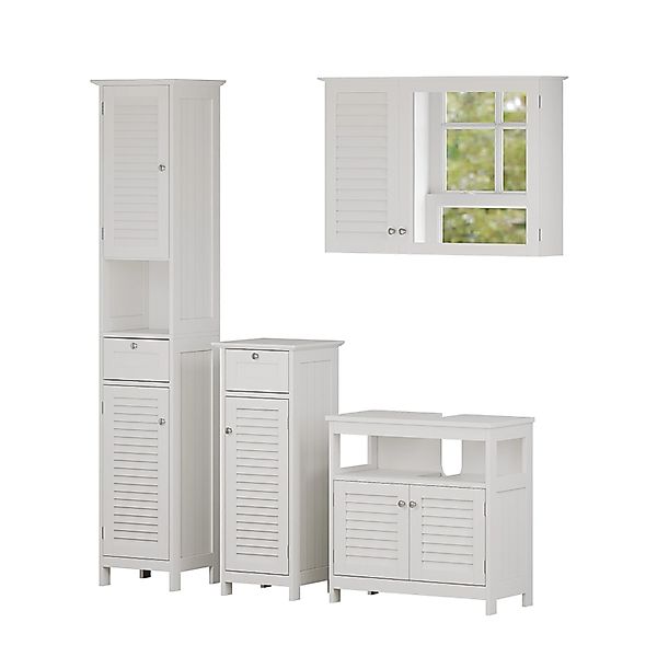 Vicco Badmöbel-Set Riad, Weiß, 4 Teile, günstig online kaufen